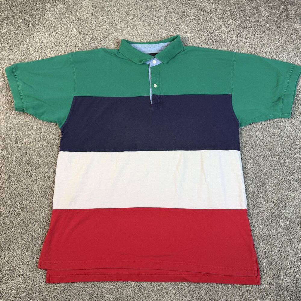 VTG Pierre Cardin Polo Shirt Mens 2XL Multicolor Colorblock Cotton Collared